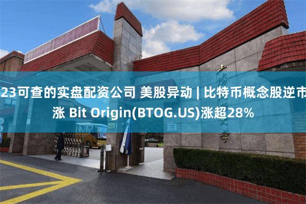 2023可查的实盘配资公司 美股异动 | 比特币概念股逆市上涨 Bit Origin(BTOG.US)涨超28%